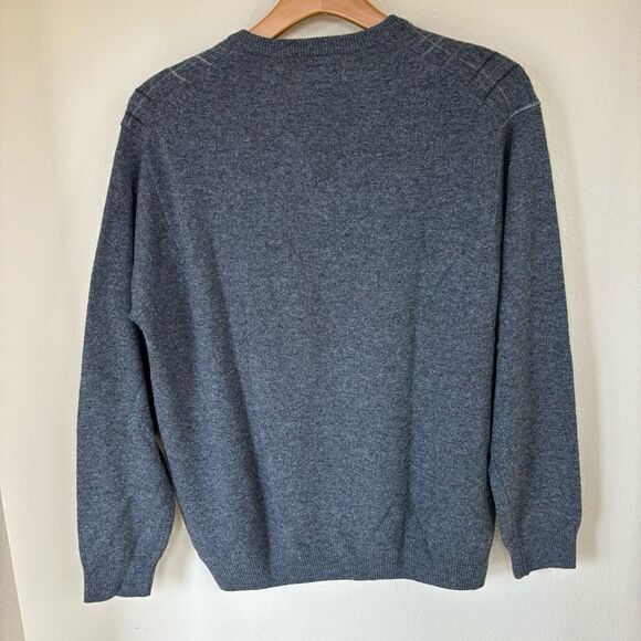 Plaid Lambswool Sweater Marks & Spencer Gray Mens Size Large V-Neck plaid - Picture 2 of 7